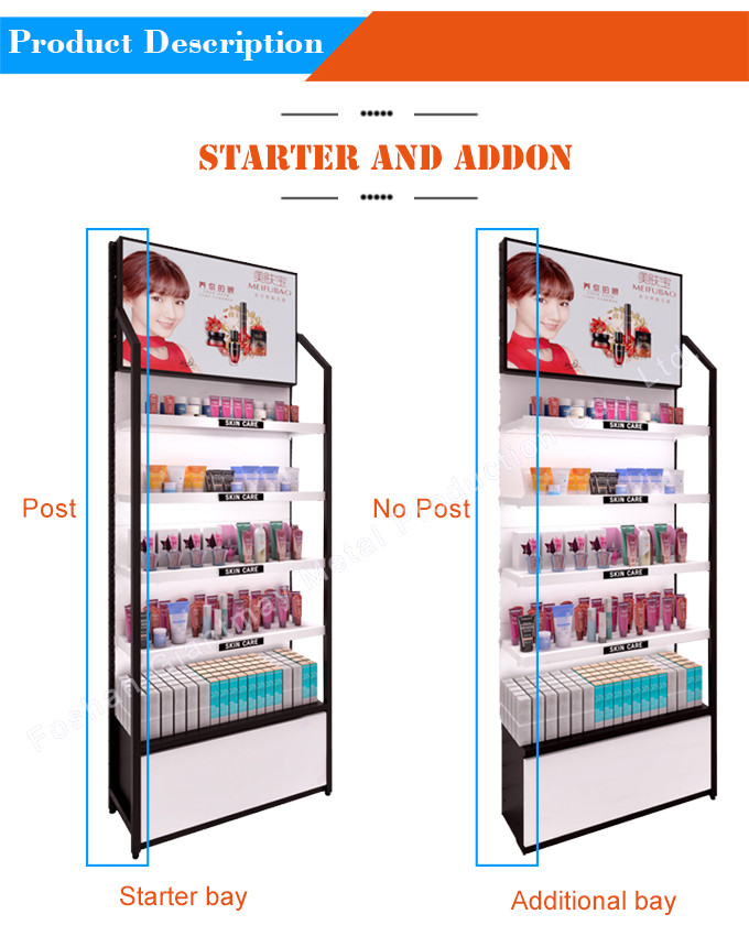 Free Standing Beauty Makeup Display Stand Cosmetic Display Shelves Logo Customized