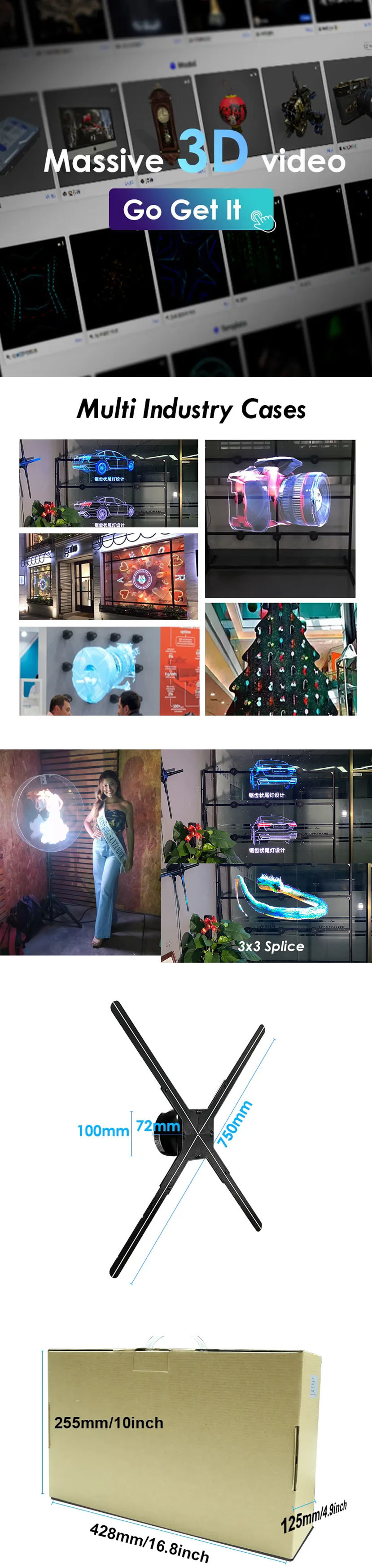 Indoor LCD holographic 3d fan display