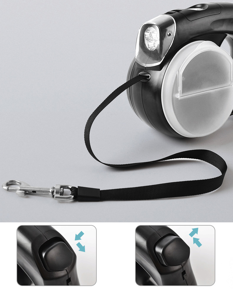 4m Retractable Led Dog Leash Nylon Retractable Dog Leash With Flashlight
