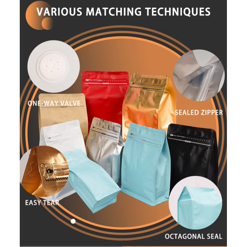 Tear Resistant Puncture Proof Design Black Plastic Flat Bottom Heat Sealed Valve Coffee Bags for Packaging