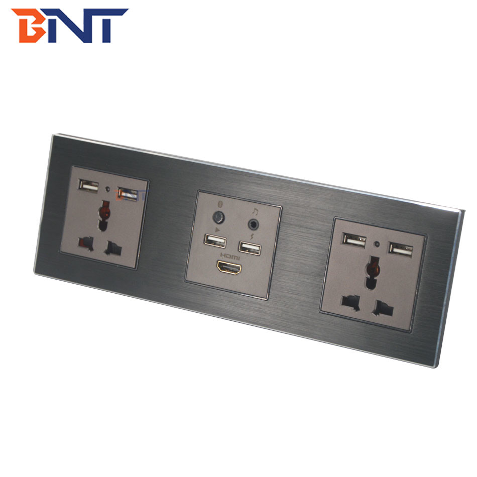 Smart Media Hub With Bluetooth , Multi Function Wall Socket Plates