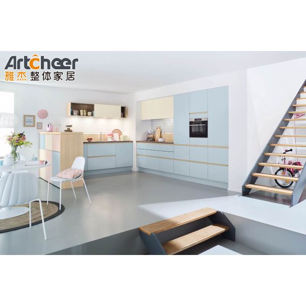 Modern Custom Made L Shape Kitchen Cabinet with Eco-Friendly Material and 5 Year Warranty