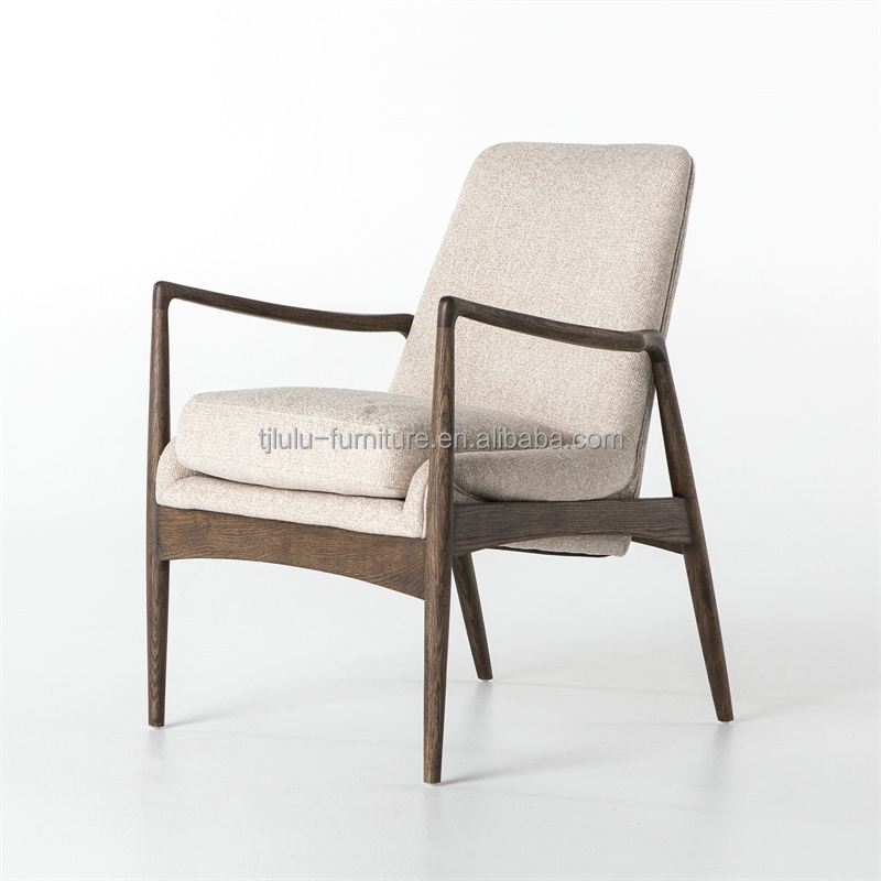 Single Living Room Furniture Wooden Upholstered Sofa Chair with Fabric and Foam Cushion on Wooden Frame