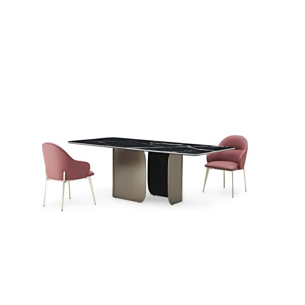 Custom Modern White Kitchen Furniture Dining Room Set Sintered Stone Rectangular Dining Room Table Set