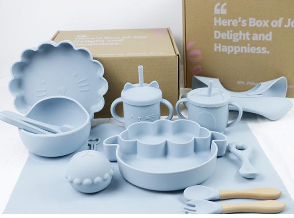 Wholesale Baby Geschirr Led Weaning Silicone Bib Spoon Bowl Spoon Bowl Plate