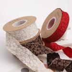 Embossed Floral Lace Trim 25mm Polyester Champagne Lace Ribbon