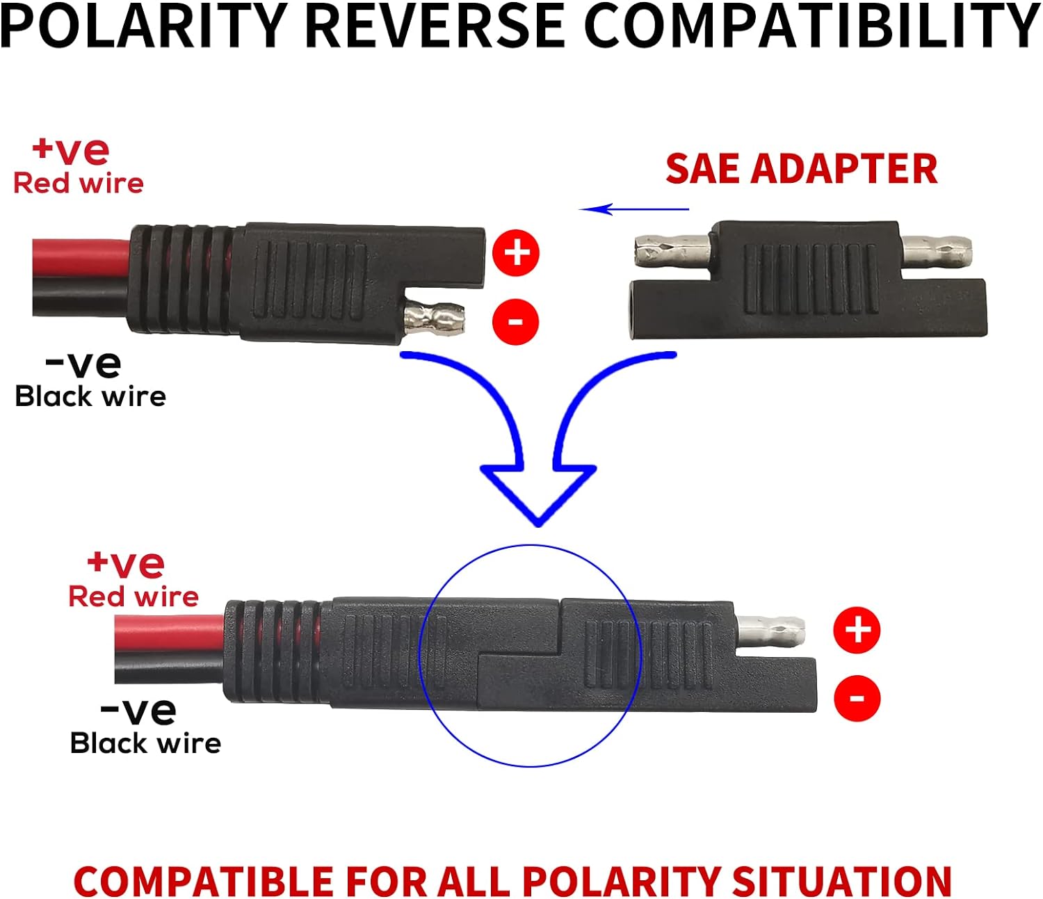10AWG SAE to Solar Panel Adapter Extension Cable RV Solar Panel Connector Cable for RV Caravan Solar Panels Battery Charge