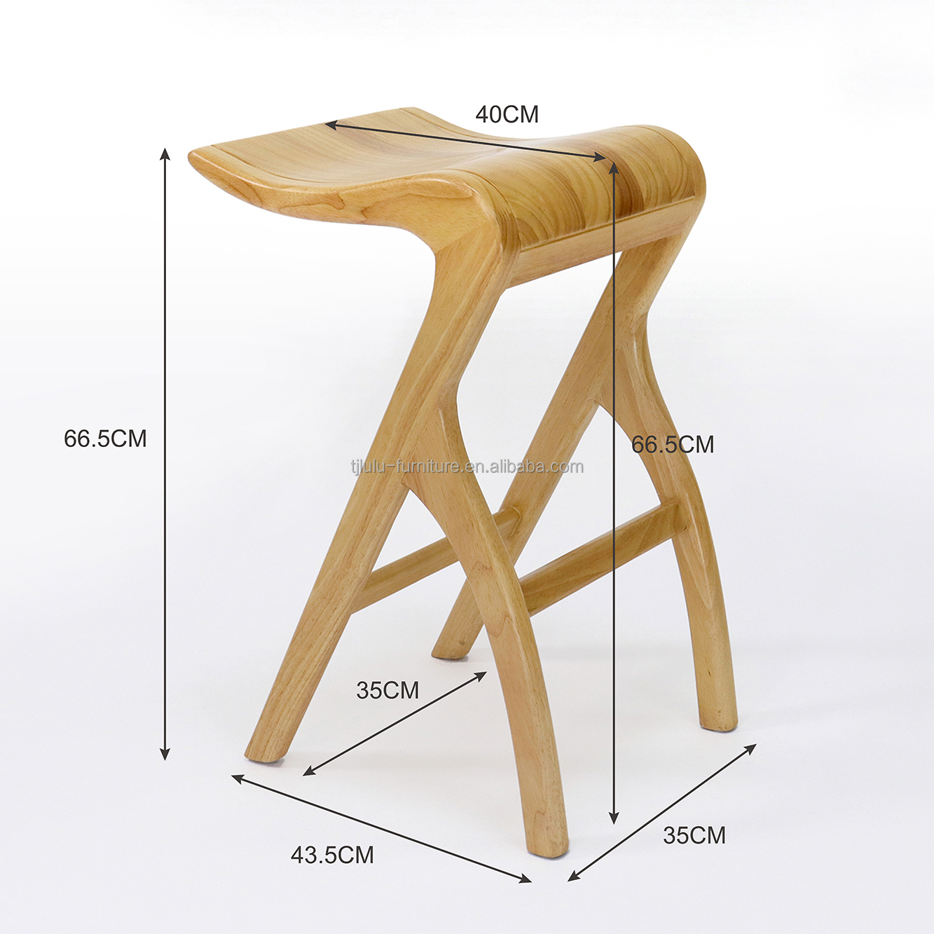 Home Bar Essential Lacquered Solid Wood Bar Stool with High Living Room Chair