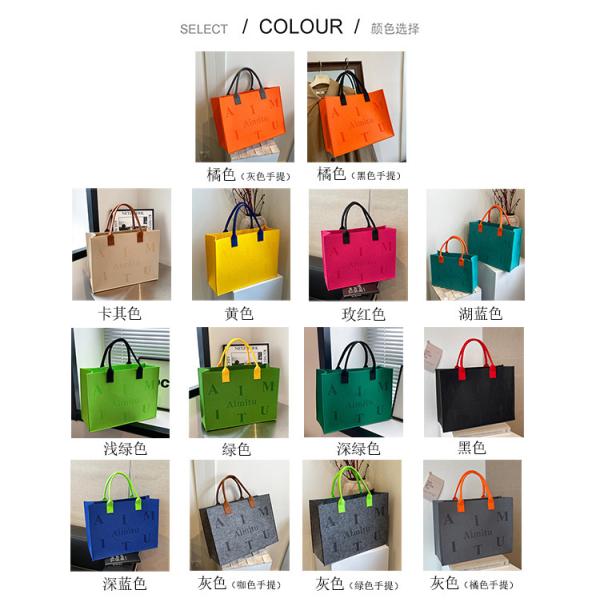 Factory Supply New Style Fashion Hand Bags Shopping Handbag Felt Customized Multi-Pocket Handbag Felt Tote Bag Eco-Friendly Cotton Felt Handle