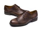 Brown Mens Slip On Leather Sneakers Lace Up Oxford Shoes For Autumn / Spring