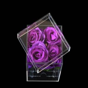 Wholesale Wholesale Popular 4 Holes Transparent Acrylic Box Preserved Rose Box from china suppliers