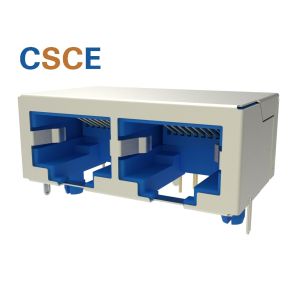 Buy cheap White And Blue 2 Ports 10P8C F3.05 Shielded RJ45 Jack / Modular Ethernet Jack from wholesalers