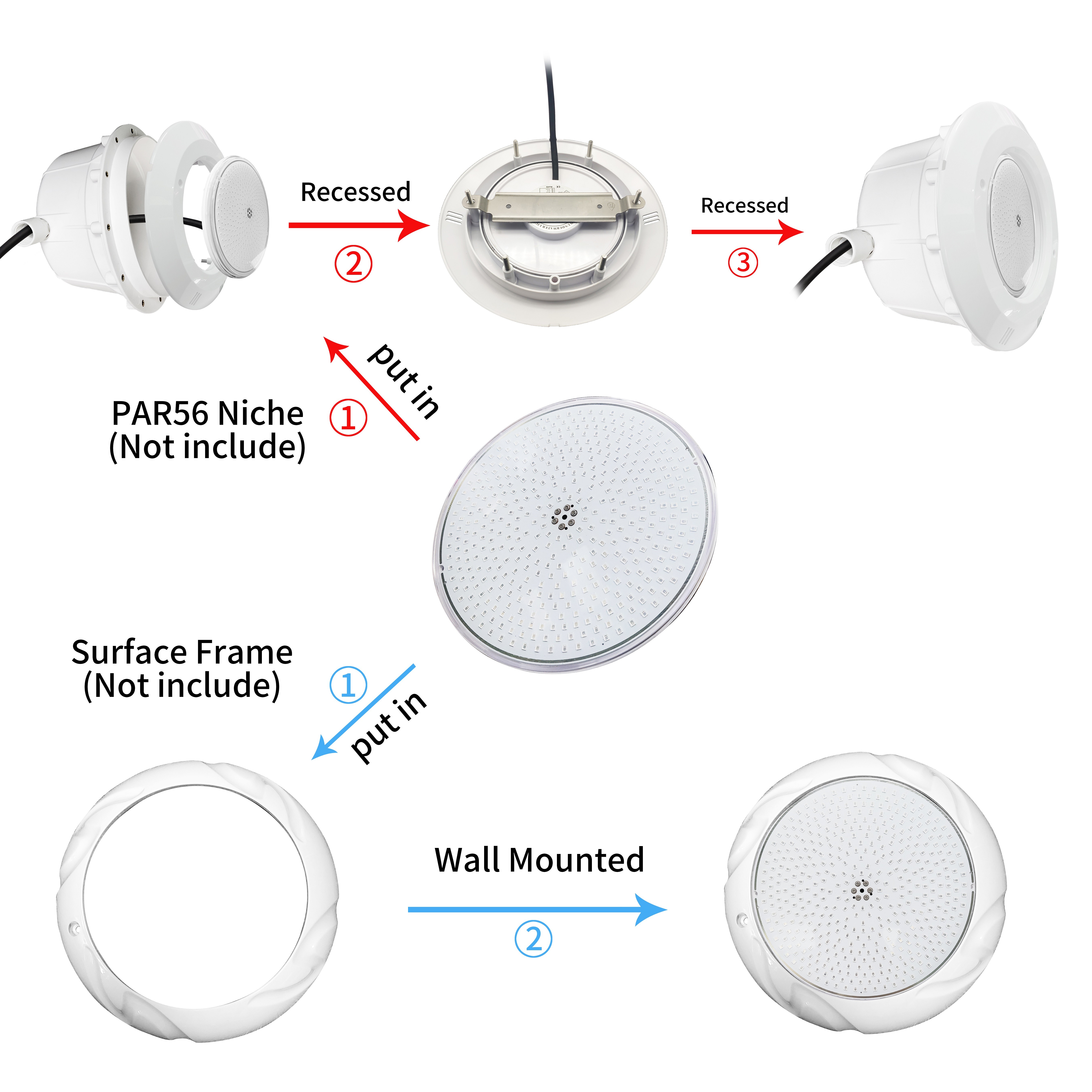 120° Beam Angle LED PAR56 Pool Light Φ177*114mm RGB 35W DC12V