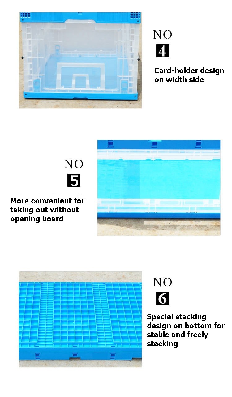 650*440*360 mm Plastic Collapsible Totes Length Sides Opening Collection