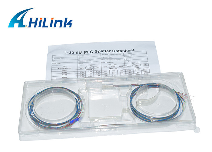 Steel Tube Low Loss Splitter Optical Fiber 2X16 900μm LC / APC PLC Optical Splitter High Stability