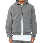 Breathable Custom Logo Men's 100% Cotton Hoodie French Terry Zipper Up Oversized