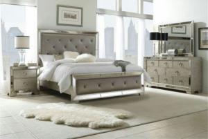 Wholesale Wooden Design King Size Mirrored Bed , Dresser Mirrored Bedroom Furniture Set from china suppliers