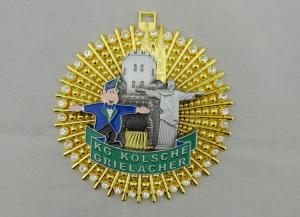Wholesale High Quality High 3D Relief Zinc Alloy Rhinestone Medal with Gold And Antique Nickel Plate from china suppliers