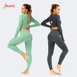 Camo Printing Long Sleeve Crop Top And Legging SGS Seamless Workout Sets For