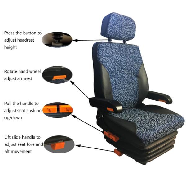 Fabric Static Seats Coal Heavy Equipment Replacement Seats Blue Black