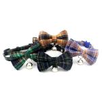 Scottish Tartan Bowtie Cat Collar Safety Buckle With Bell Cotton Width Adjust 13