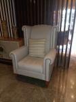 930*900*1150mm White Single Sofa Chair Tufted Fabric Recliner Rolled Arm