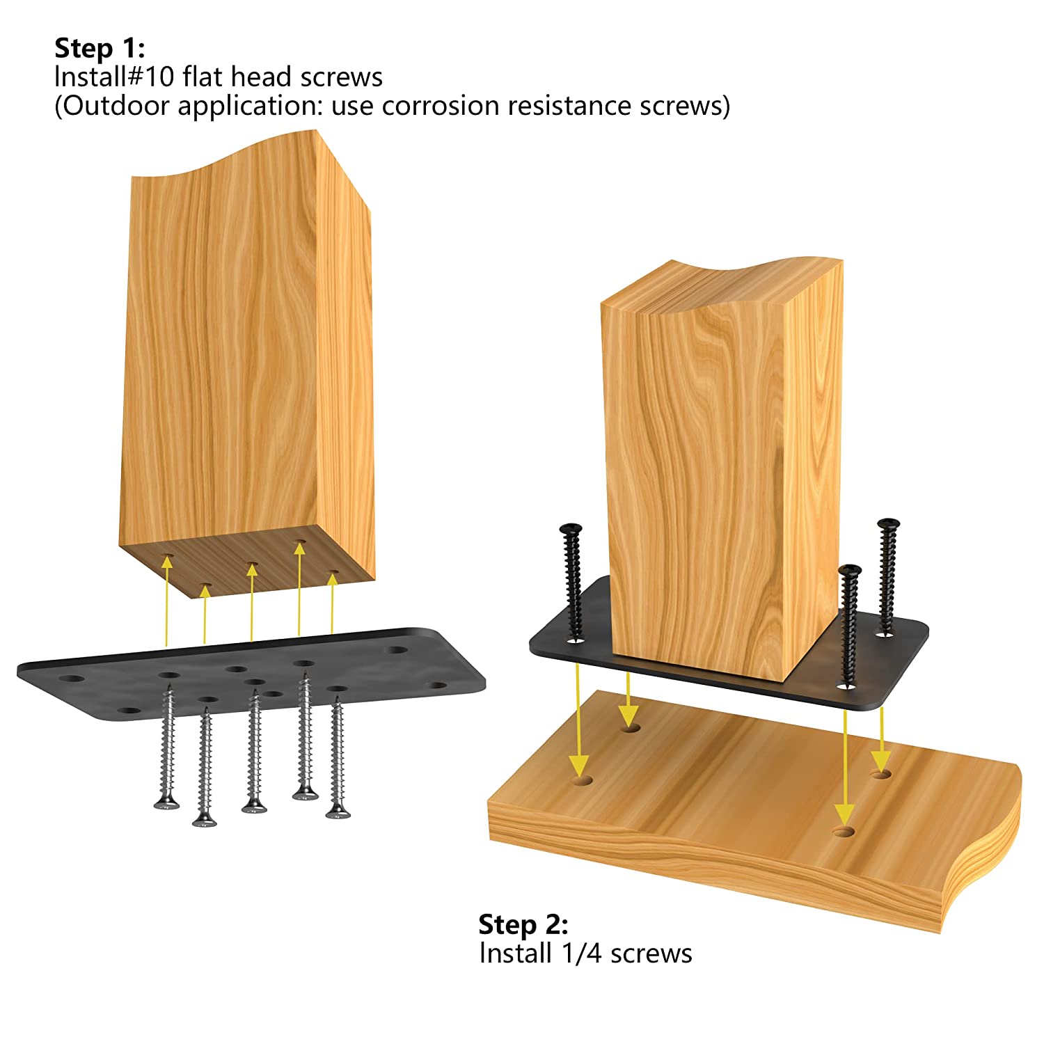 Nonstandard Post Anchor Base Steel Plate for 2x4 4x4 Deck Railing Wood Fence Mail Post Bracket Mounting