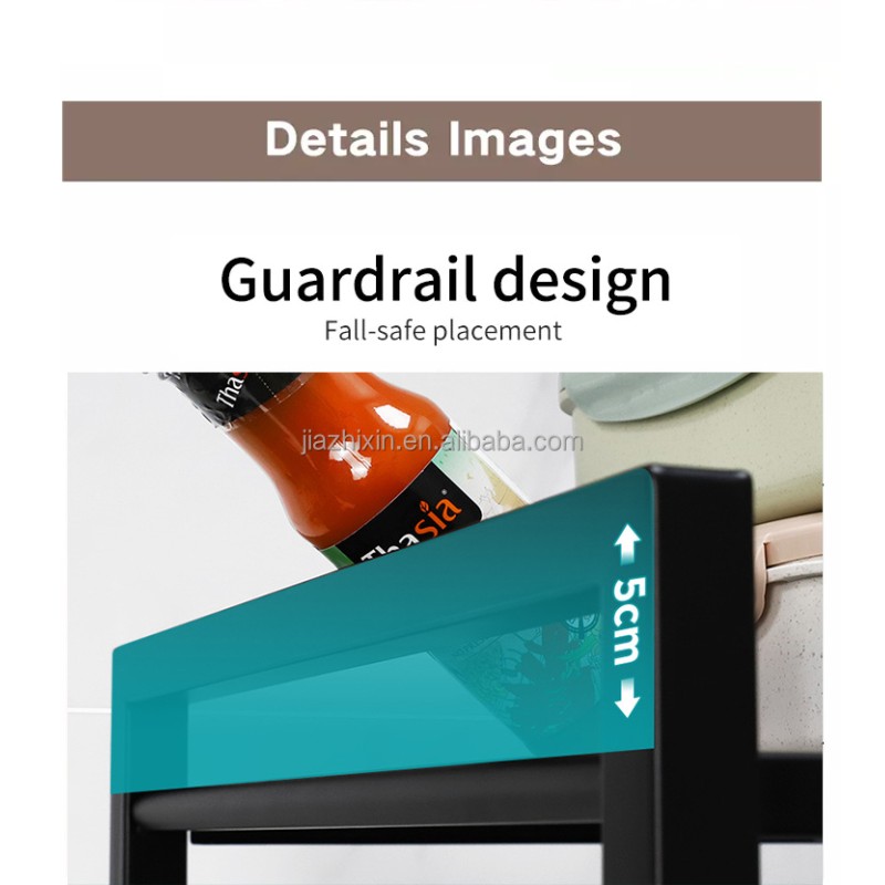High-Temperature L-Shaped Retractable Double Casual Foldable Detachable Microwave Oven Rack Anti-Rust Standing Iron Organizer