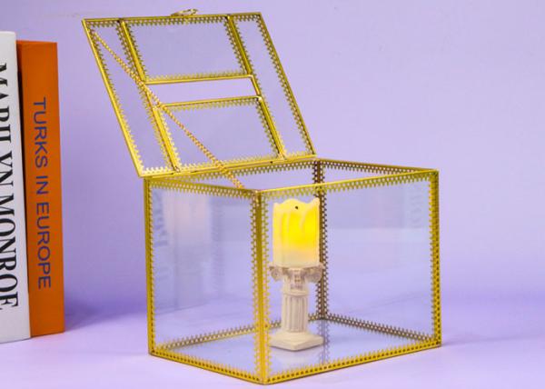 Copper strip Gold color Clamshell square glass artifact Cosmetic Storage lamp