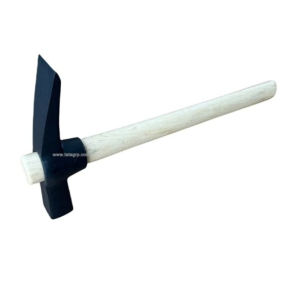 Mason's hammer with wooden handle