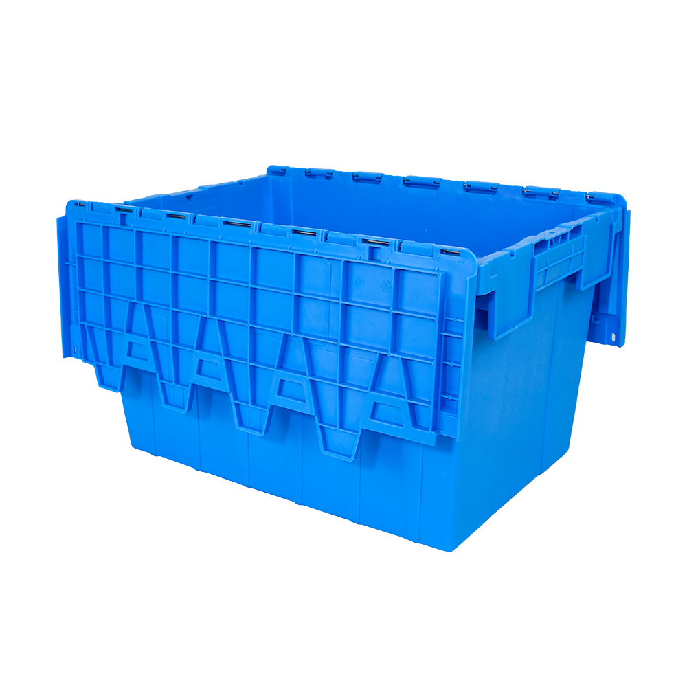 OEM ODM Acceptable Food Grade Turnover Plastic Crate with Hinged Lid and Solid Box Style