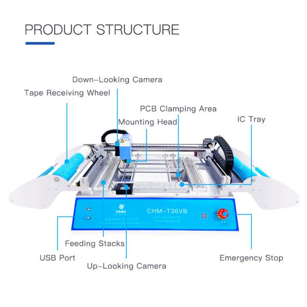 Desktop Type SMT Pick And Place Machine CHM-T36VB 58 Feeding Stack