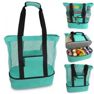 China 2 IN 1 Mesh Beach Tote Bag With Cooler Compartment Beach Cooler Insulated Tote on sale