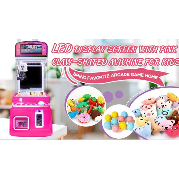 Mini Arcade Claw Machine Pink With Display Screen Coin-operated Toy Vending Machine