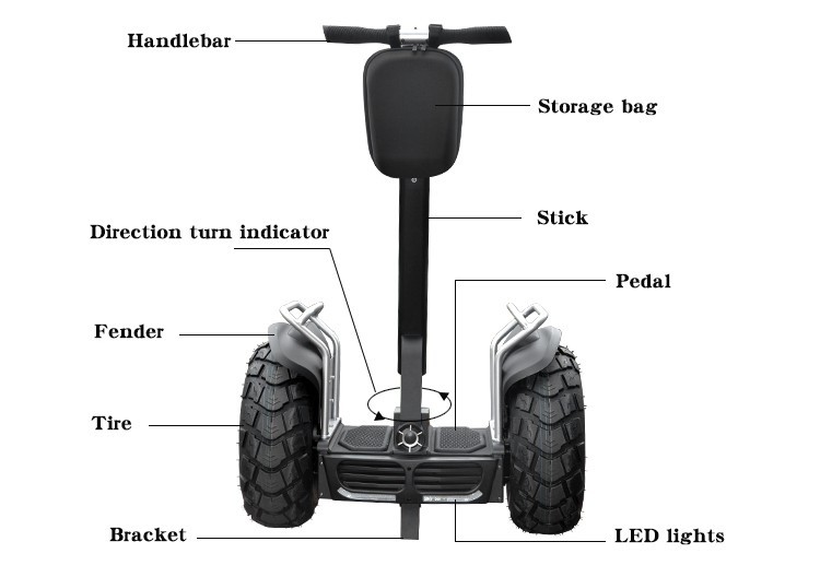 Two Wheels Self Balance Scooter Segway Electric Scooter Chariot App Controlled By Phone