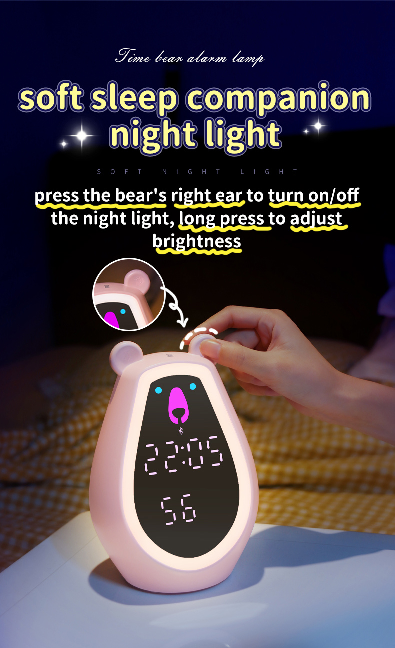 LED Digital Touch Light Bear Shape Multicolor Baby Sleep Night Light for Children