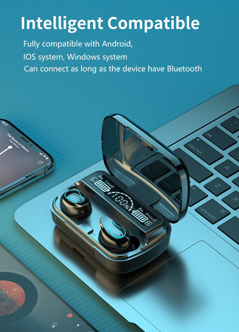 14mm Speaker Android Wireless Earphones HSP HFP With 2000MAh Charging Case