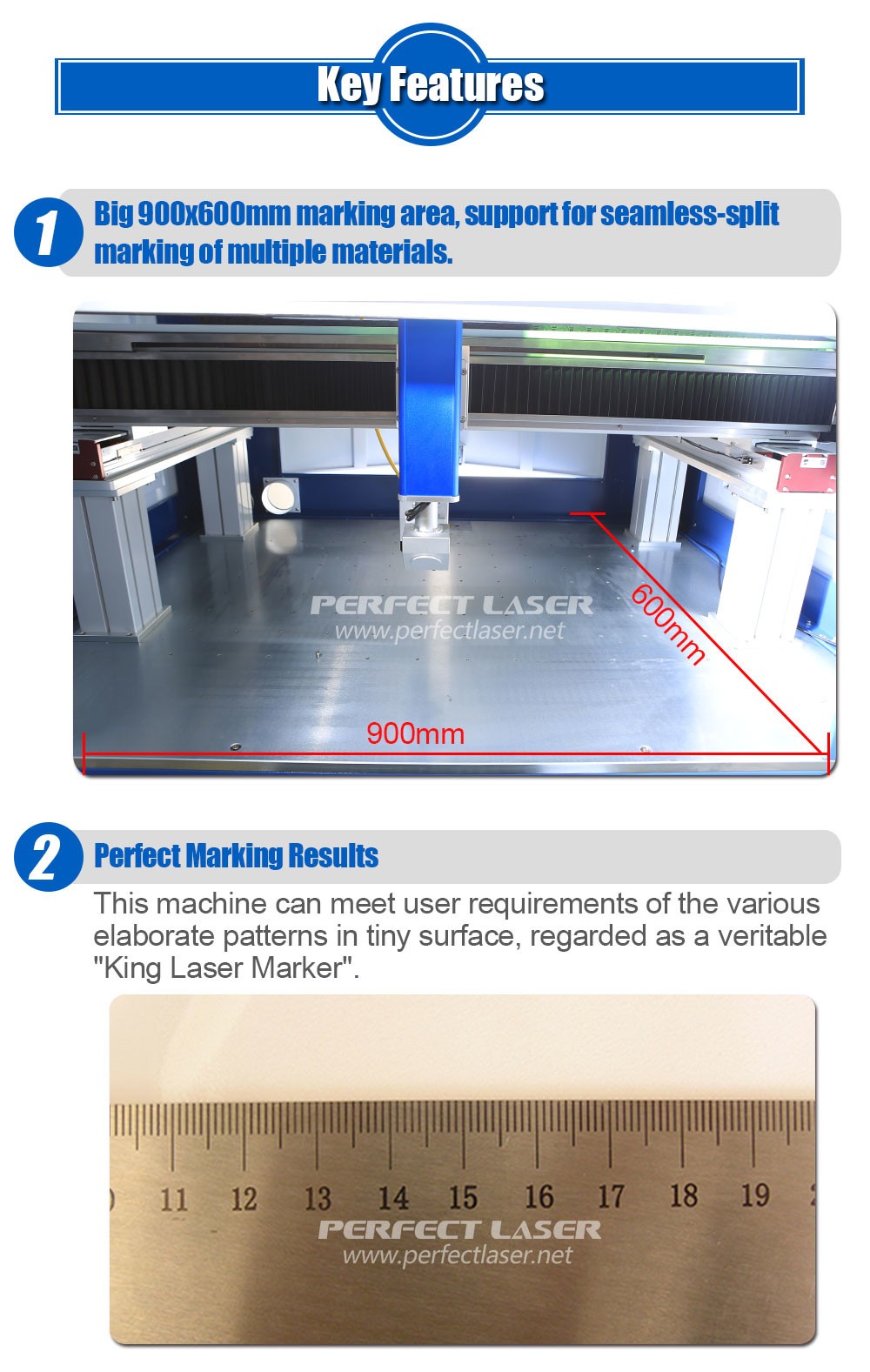 Air Cooled Fiber Laser Marking Machine 6000mm/s Large Format 900x600mm 1200 Watt