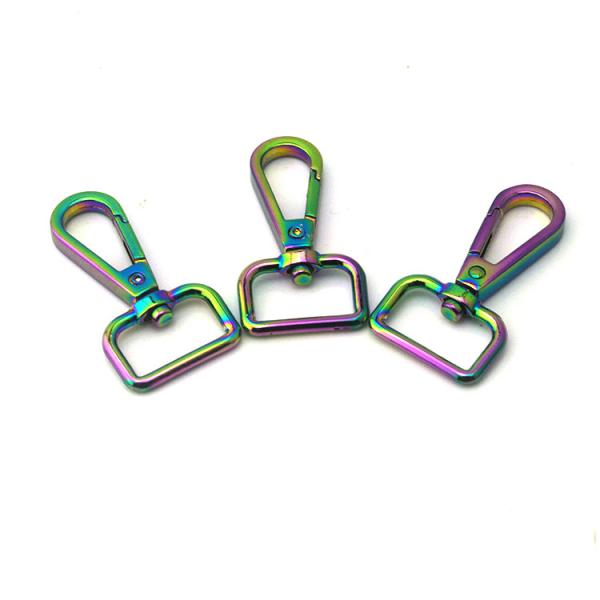 Wholesale 2021Newest Rainbow Color Metal Keychain Custom Snap Hook Buckle Pet Buckle Carabiner Hook