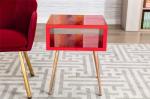 W17.91inch Red Mirror Coffee Bedside Table 10.8kgs Stainless Steel Leg