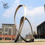 Giant Circular Stainless Steel Sculpture Modern Abstract Art Mirror Polished