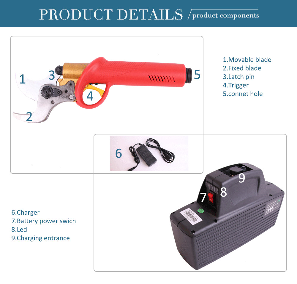 Swansoft WS-828 4.0CM/3.5CM Electric Pruner for Vineyards and Orchards