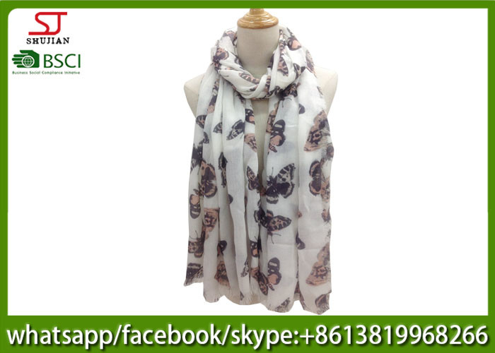 China manufactuer buttlefly print scarf 100% Acrylic 82*200cm shawl hijab online wholesale exporter