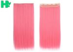 Heat Resistant Fiber Synthetic Clip In Hair Extension Silk Straight For Women