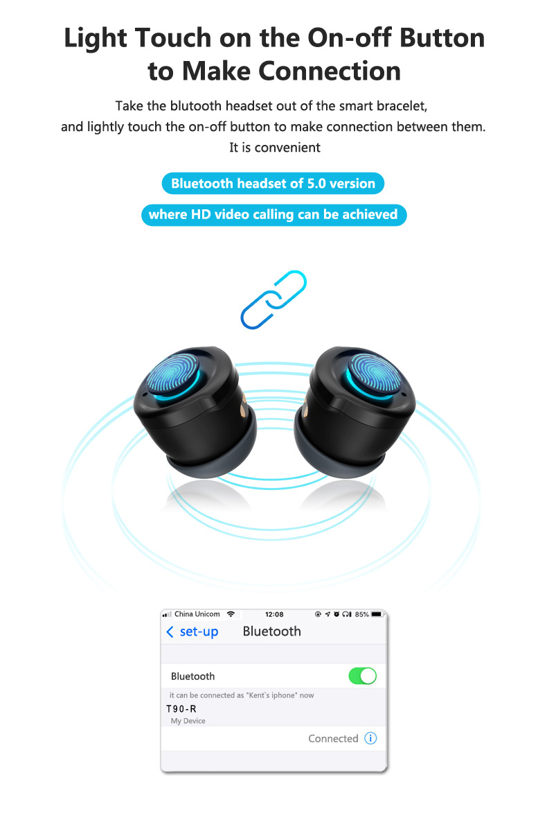 Hazel New 2 in 1 TWS Cool Earbuds T90 smart watch With Touch Screen Smartwatch