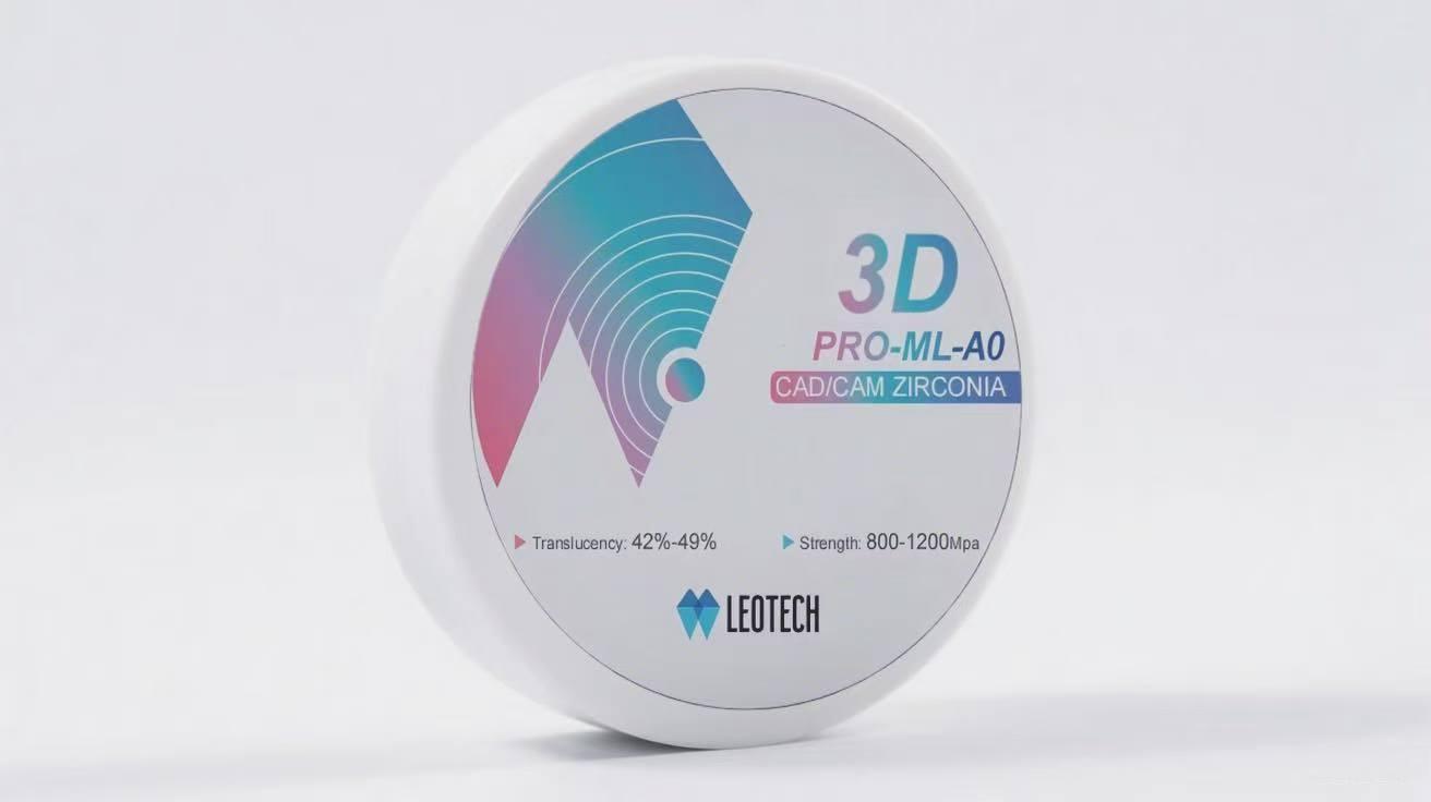 3D Multilayer White Zirconia 1250-1350 HV10 Hardness 1530℃ Sintering CAD/CAM