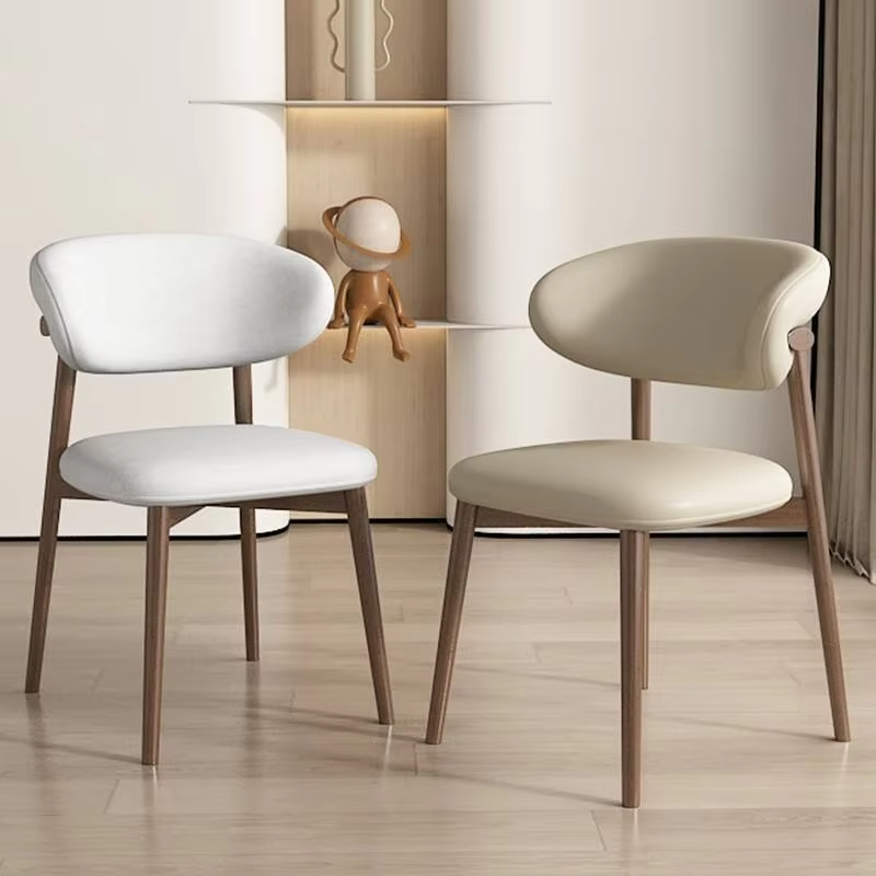 PU Wood And Leather Dining Chair Antique Wooden Restaurant Chairs
