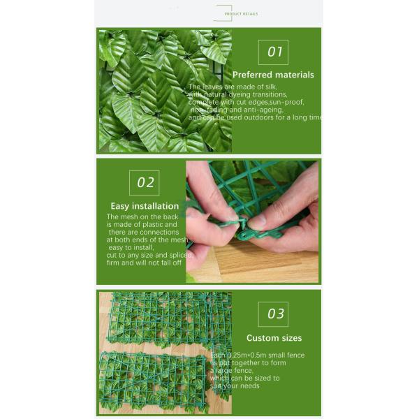 Artificial Hedge Fence With Artificial Ivy Leaves For Outdoor Garden Decoration