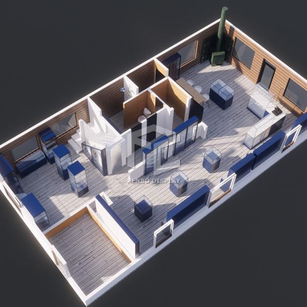 Monomer Design Blue Smoke Shop Furniture 10mm Tempered Glass