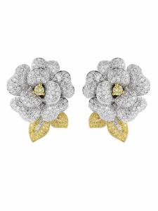 Wholesale Camellia Ear Clip Ear Ring Design 18k White Gold Diamond Earrings For Women from china suppliers